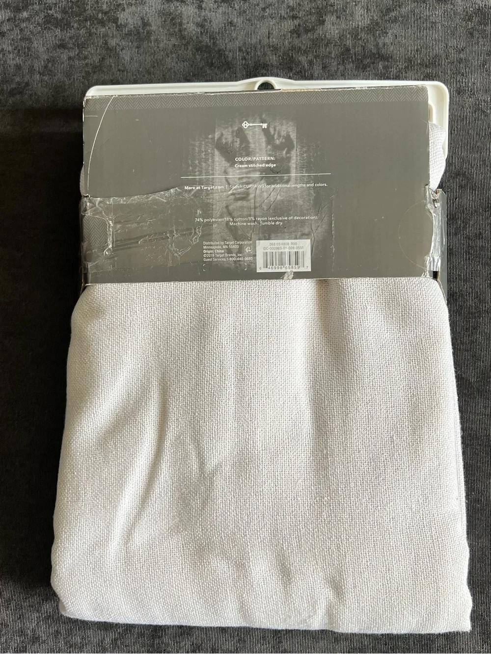 NWT Threshold Cream Stitched Edge Light Filtering Curtain- 1 Panel 54”x95”